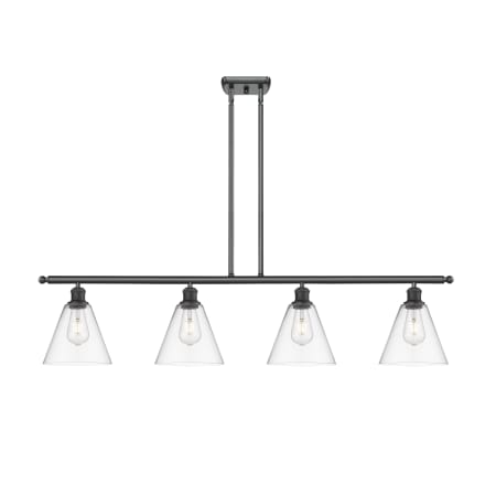 A large image of the Innovations Lighting 516-4I-11-48 Berkshire Linear Matte Black / Clear