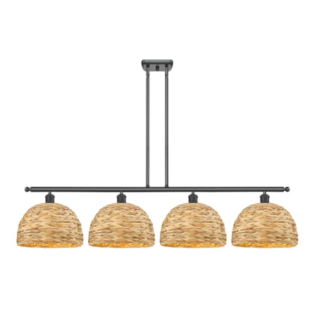 A large image of the Innovations Lighting 516-4I-12-50 Woven Rattan Linear Matte Black / Natural