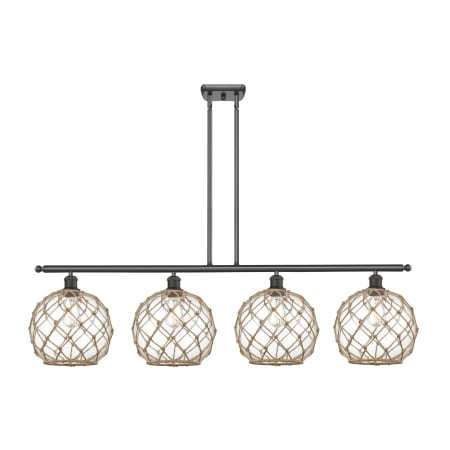 A large image of the Innovations Lighting 516-4I Large Farmhouse Rope Oil Rubbed Bronze / Clear Glass with Brown Rope