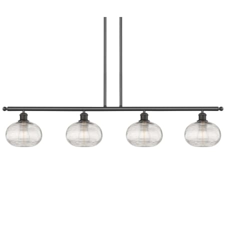 A large image of the Innovations Lighting 516-4I-9-48 Ithaca Pendant Oil Rubbed Bronze / Clear Ithaca