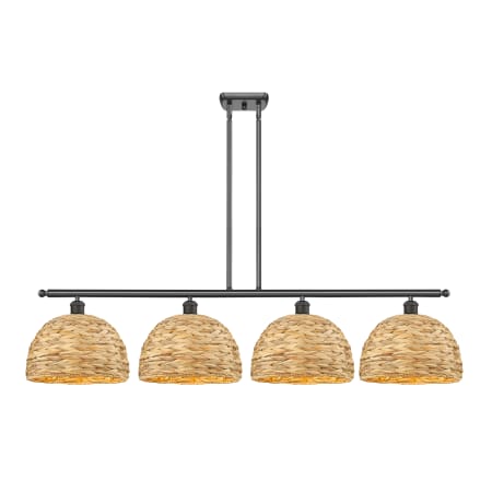 A large image of the Innovations Lighting 516-4I-12-50 Woven Rattan Linear Oil Rubbed Bronze / Natural