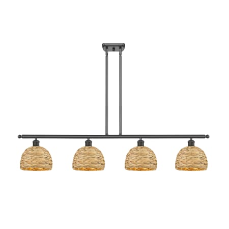 A large image of the Innovations Lighting 516-4I-11-48 Woven Rattan Linear Oil Rubbed Bronze / Natural