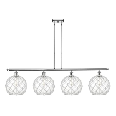 A large image of the Innovations Lighting 516-4I Large Farmhouse Rope Polished Chrome / Clear Glass with White Rope
