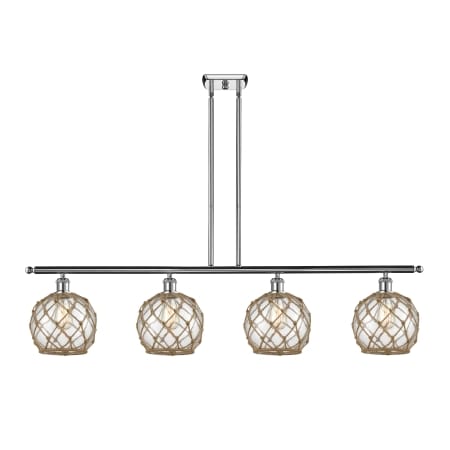 A large image of the Innovations Lighting 516-4I Farmhouse Rope Polished Chrome / Clear Glass with Brown Rope
