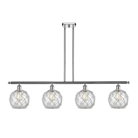 A large image of the Innovations Lighting 516-4I Farmhouse Rope Polished Chrome / Clear Glass with White Rope