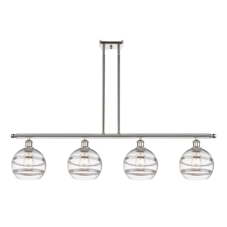 A large image of the Innovations Lighting 516-4I-10-48 Rochester Linear Polished Nickel / Clear