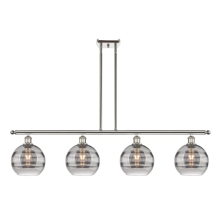 A large image of the Innovations Lighting 516-4I-10-48 Rochester Linear Polished Nickel / Smoked