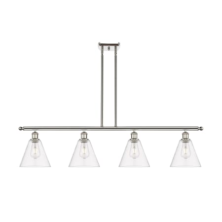 A large image of the Innovations Lighting 516-4I-11-48 Berkshire Linear Polished Nickel / Clear