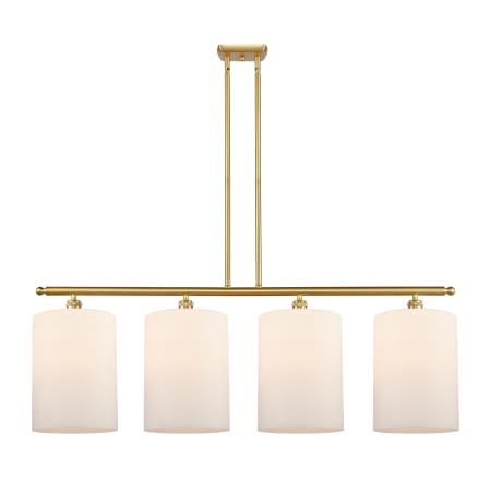 A large image of the Innovations Lighting 516-4I-10-48-L Cobbleskill Linear Satin Gold / Matte White
