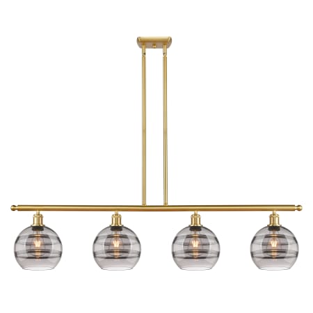 A large image of the Innovations Lighting 516-4I-10-48 Rochester Linear Satin Gold / Smoked