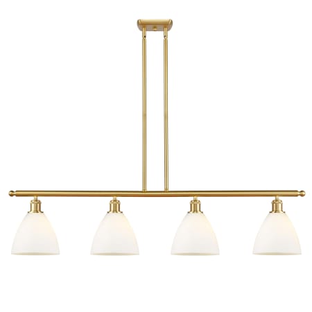 A large image of the Innovations Lighting 516-4I-11-48 Bristol Linear Satin Gold / Matte White