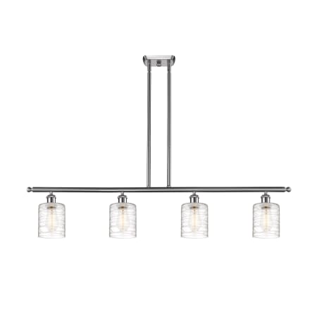 A large image of the Innovations Lighting 516-4I-10-48 Cobbleskill Linear Brushed Satin Nickel / Deco Swirl