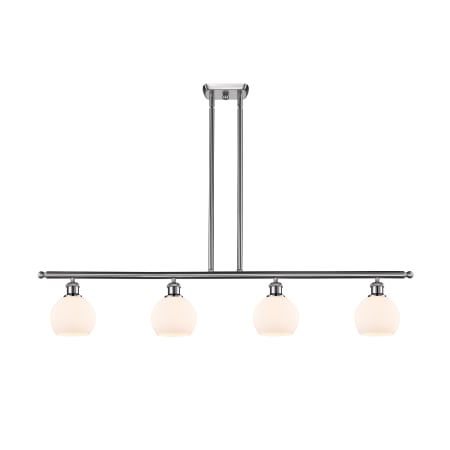 A large image of the Innovations Lighting 516-4I-9-48 Athens Linear Brushed Satin Nickel / Matte White