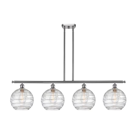 A large image of the Innovations Lighting 516-4I-13-48 Athens Linear Brushed Satin Nickel / Clear Deco Swirl