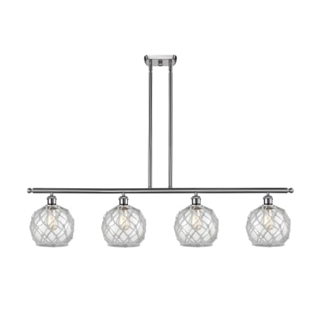 A large image of the Innovations Lighting 516-4I Farmhouse Rope Brushed Satin Nickel / Clear Glass with White Rope