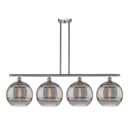 A large image of the Innovations Lighting 516-4I-14-50 Rochester Linear Brushed Satin Nickel / Smoked