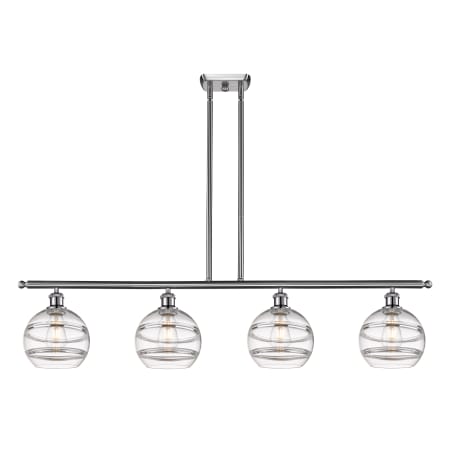 A large image of the Innovations Lighting 516-4I-10-48 Rochester Linear Brushed Satin Nickel / Clear