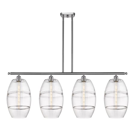 A large image of the Innovations Lighting 516-4I-19-48 Vaz Linear Brushed Satin Nickel / Clear