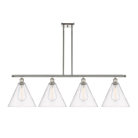 A large image of the Innovations Lighting 516-4I-14-50 Berkshire Linear Brushed Satin Nickel / Clear