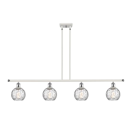 A large image of the Innovations Lighting 516-4I-8-46 Athens Linear White and Polished Chrome / Clear Water Glass