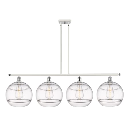 A large image of the Innovations Lighting 516-4I-14-50 Rochester Linear White Polished Chrome / Clear