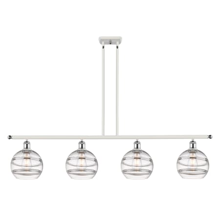 A large image of the Innovations Lighting 516-4I-10-48 Rochester Linear White Polished Chrome / Clear