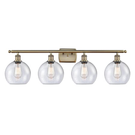 A large image of the Innovations Lighting 516-4W-11-36 Athens Vanity Antique Brass / Seedy