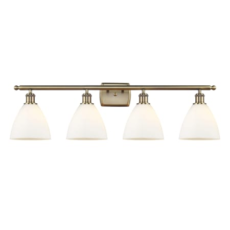 A large image of the Innovations Lighting 516-4W-12-38 Bristol Vanity Antique Brass / Matte White