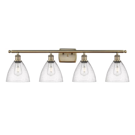 A large image of the Innovations Lighting 516-4W-12-38 Bristol Vanity Antique Brass / Seedy