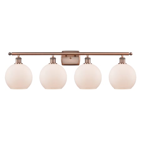 A large image of the Innovations Lighting 516-4W-11-36 Athens Vanity Antique Copper / Matte White