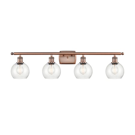 A large image of the Innovations Lighting 516-4W-10-36 Athens Vanity Antique Copper / Seedy