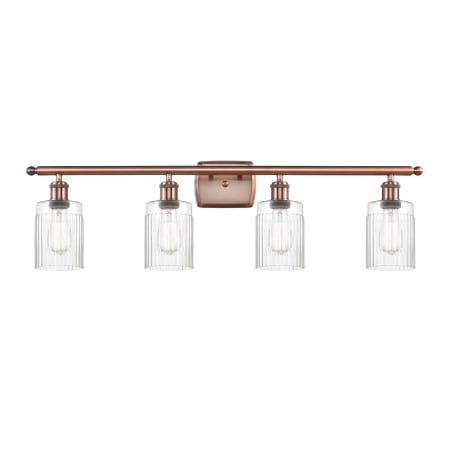 A large image of the Innovations Lighting 516-4W Hadley Antique Copper / Clear