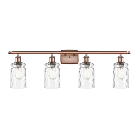 A large image of the Innovations Lighting 516-4W Candor Antique Copper / Clear Waterglass