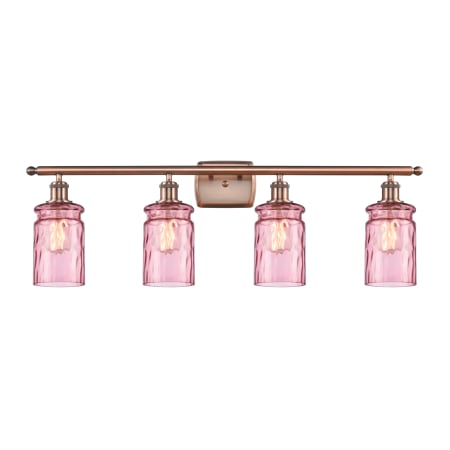 A large image of the Innovations Lighting 516-4W Candor Antique Copper / Sweet Lilac Waterglass