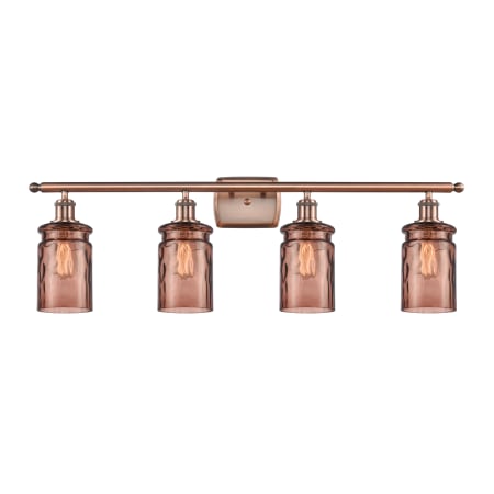 A large image of the Innovations Lighting 516-4W Candor Antique Copper / Toffee Waterglass