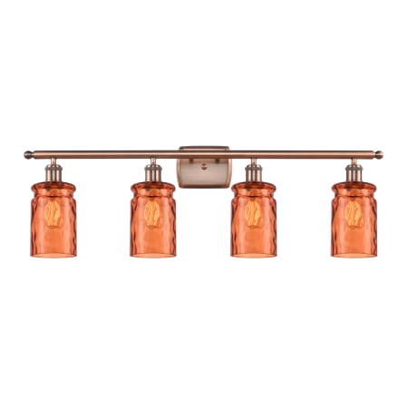 A large image of the Innovations Lighting 516-4W Candor Antique Copper / Turmeric Waterglass