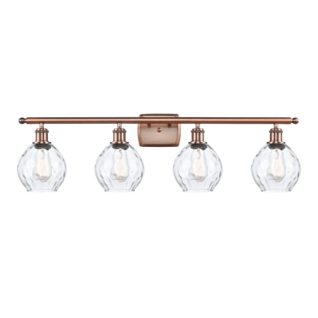 A large image of the Innovations Lighting 516-4W Small Waverly Antique Copper / Clear