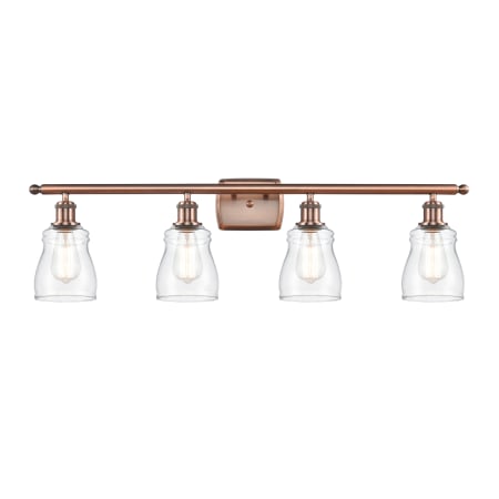 A large image of the Innovations Lighting 516-4W Ellery Antique Copper / Clear
