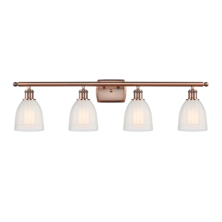 A large image of the Innovations Lighting 516-4W Brookfield Antique Copper / White