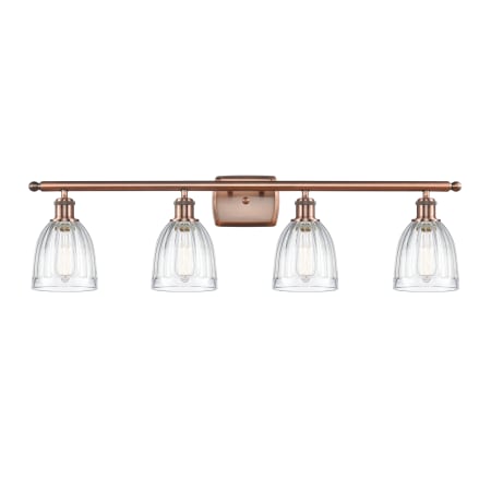 A large image of the Innovations Lighting 516-4W Brookfield Antique Copper / Clear