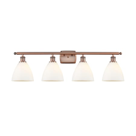 A large image of the Innovations Lighting 516-4W-12-38 Bristol Vanity Antique Copper / Matte White