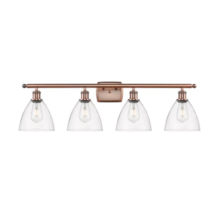 A large image of the Innovations Lighting 516-4W-11-38 Bristol Vanity Antique Copper / Clear