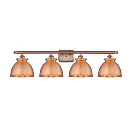 A large image of the Innovations Lighting 516-4W-12-38 Adirondack Vanity Antique Copper