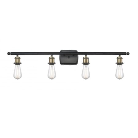 A large image of the Innovations Lighting 516-4W Bare Bulb Black Antique Brass