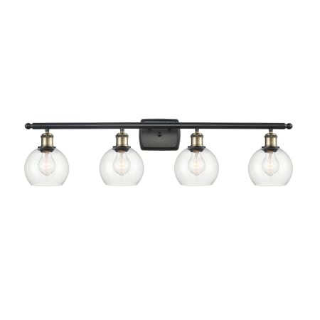 A large image of the Innovations Lighting 516-4W-9-36 Athens Vanity Black Antique Brass / Clear