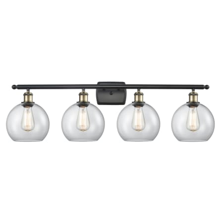 A large image of the Innovations Lighting 516-4W-11-36 Athens Vanity Black Antique Brass / Clear