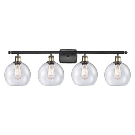 A large image of the Innovations Lighting 516-4W-11-36 Athens Vanity Black Antique Brass / Seedy