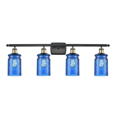 A large image of the Innovations Lighting 516-4W Candor Black Antique Brass / Princess Blue Waterglass