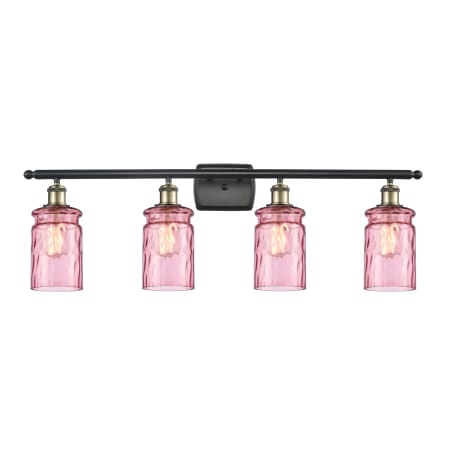 A large image of the Innovations Lighting 516-4W Candor Black Antique Brass / Sweet Lilac Waterglass