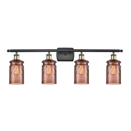 A large image of the Innovations Lighting 516-4W Candor Black Antique Brass / Toffee Waterglass